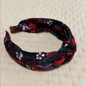 Floral Headband with Red and Green Accents